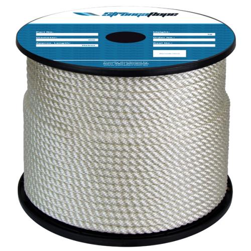 8mm 100mtr 3str NYLON ROPE RL WHITE