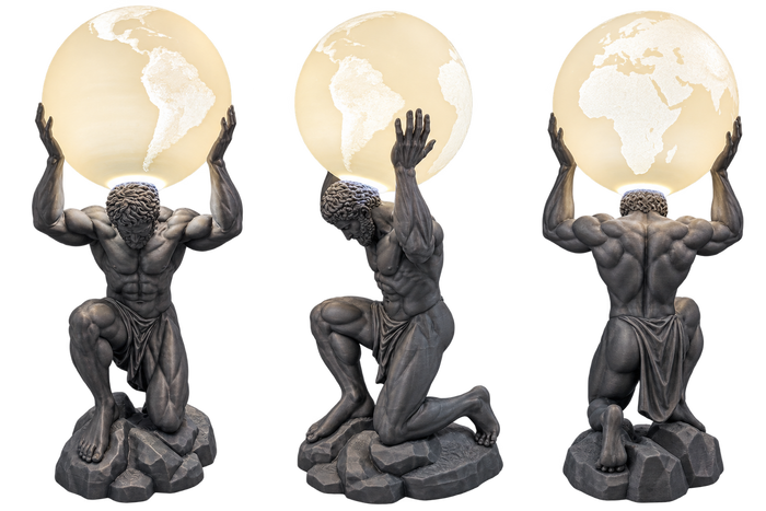Atlas Holding the World – Illuminated Globe Lamp