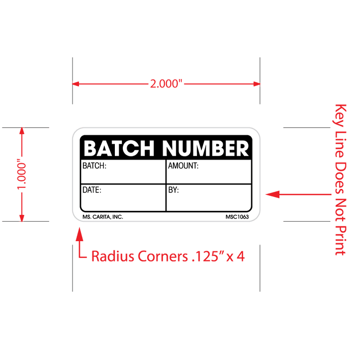 Batch Number Labels - 1 Inch x 2 Inch, 1000 per Roll