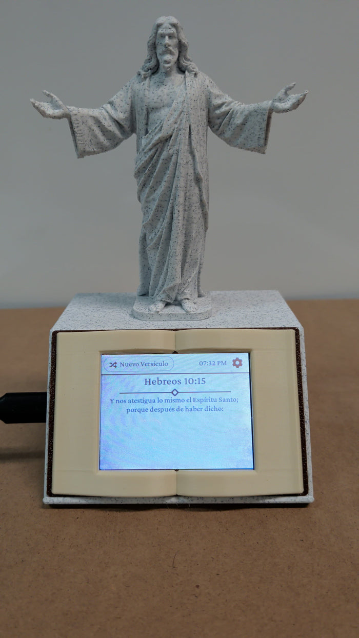Bible Verse Display with Christ Figure – Daily Bible Verse Display, Christian Home Decor, Scripture Reader