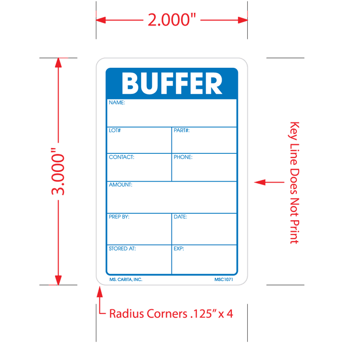 Buffer Labels - 3 Inch x 2 Inch, 500 per Roll
