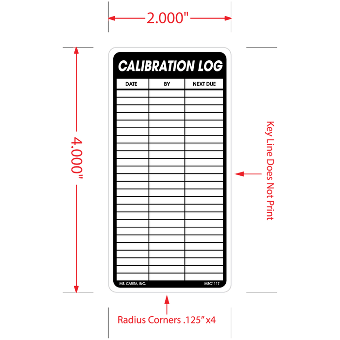 Calibration Log Labels, 2 Inch x 4 inch, 500 per Roll