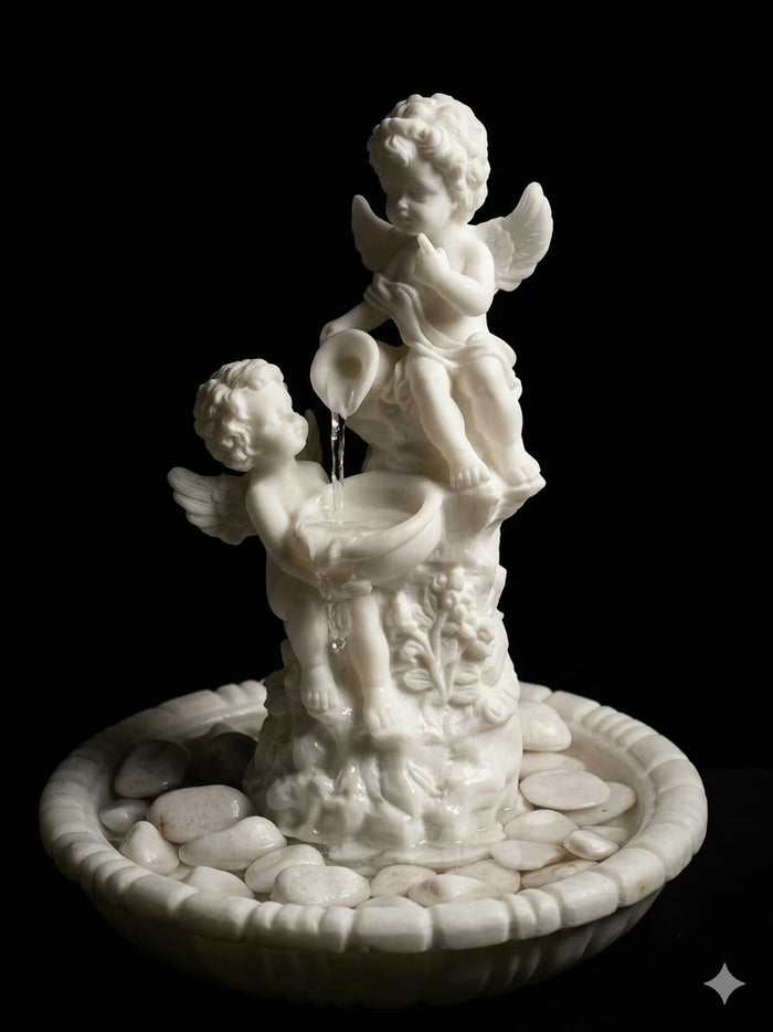 Cherub Angel Water Fountain, 3D Printed Indoor Tabletop Fountain, Romantic Angel Home Decor, Decorative Water Feature
