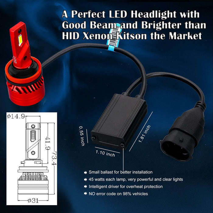 Combo 9005 and 9006 LED Kits Bulbs Replacement Upgrade, 6500K White -Alla Lighting