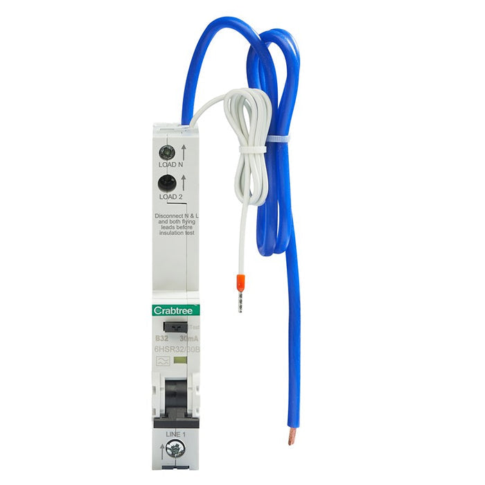 Crabtree 6HSR32-30B B32 30mA 10kA 1P+N Type A RCBO (1 Module Width)