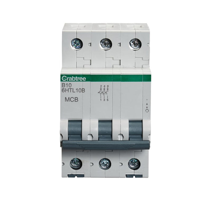 Crabtree 6HTL10B 10A TP MCB Type B 10kA
