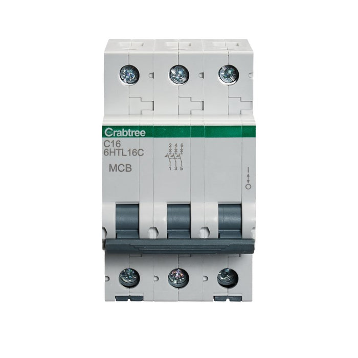 Crabtree 6HTL16C 16A TP MCB Type C 10kA