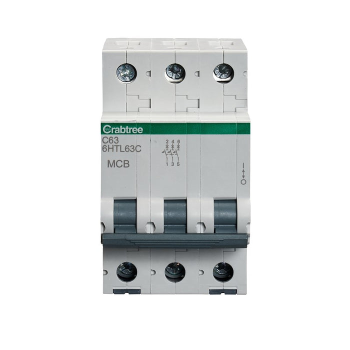 Crabtree 6HTL63C 63A TP MCB Type C 10kA