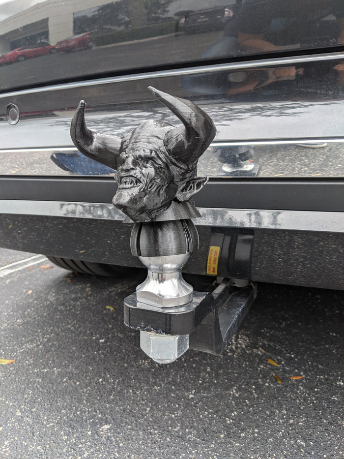 Devil Head Tow Ball Ornament – 3D Printed Trailer Hitch Accessory