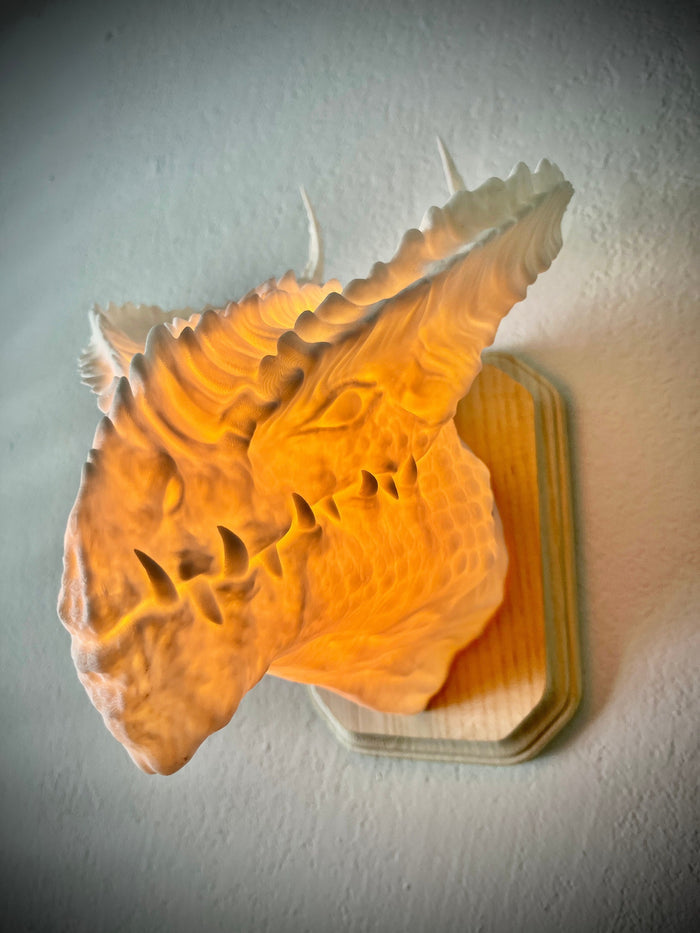 Dragon Head Wall Trophy Lamp – 3D Printed LED Fantasy Decor