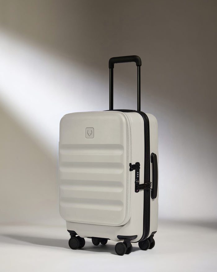Dual Opening Carry-On Luggage in Taupe - Icon Stripe