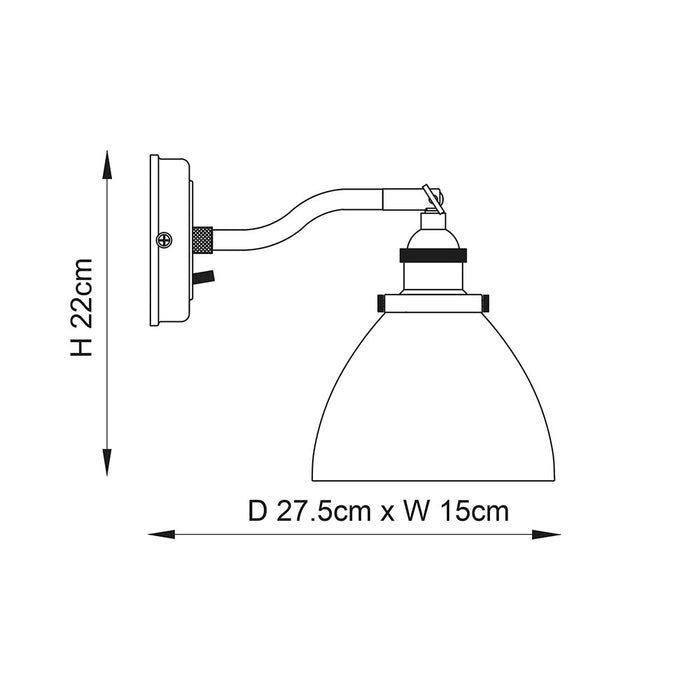 Endon 77273 Hansen Resto-Style Adjustable Wall Light – Antique Brass Finish with Clear Glass Shade