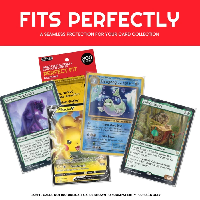 EVORETRO - Pack 200 Pochettes adaptées aux cartes Pokemon / Lorcana / MTG