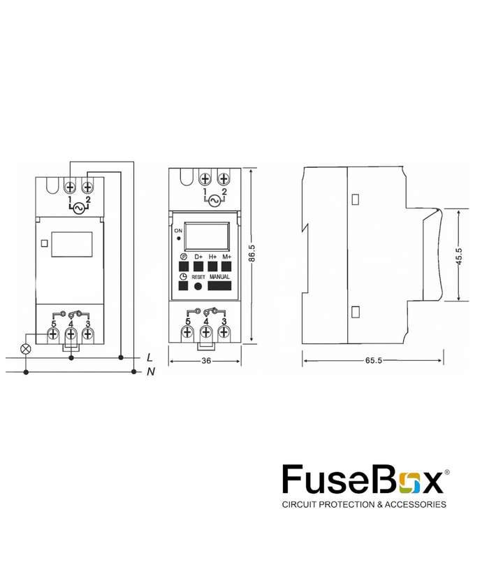 Fusebox TD1 Digital Time Clock 7 Day 1CH 150HR Reserve