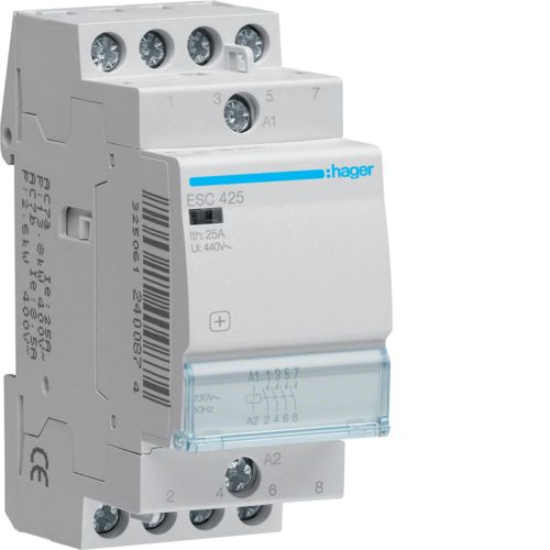 Hager ESC425 25A, 4-NO Contactor