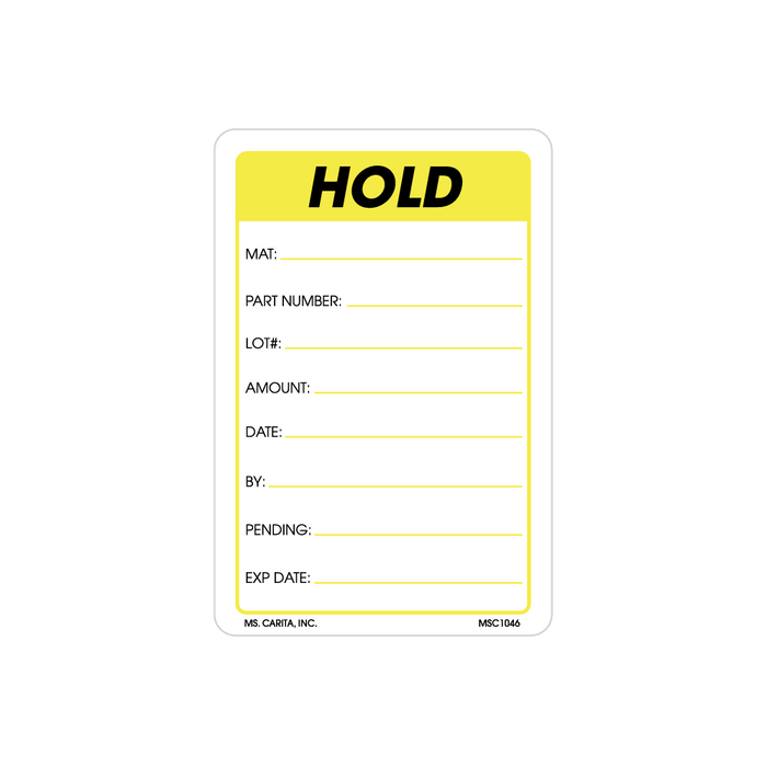 Hold Labels, 3 Inch x 2 Inch, 500 per Roll
