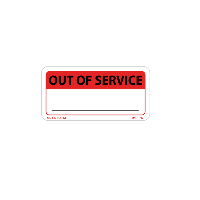 Out of Service Labels - 1 Inch x 2 Inch, 1000 per Roll