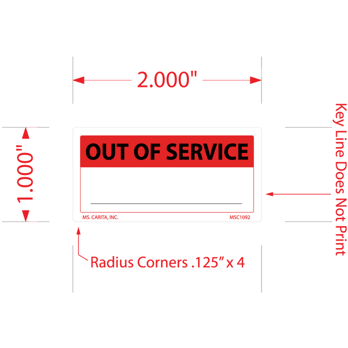 Out of Service Labels - 1 Inch x 2 Inch, 1000 per Roll