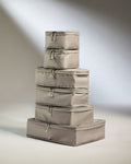 a stack of luggage bags