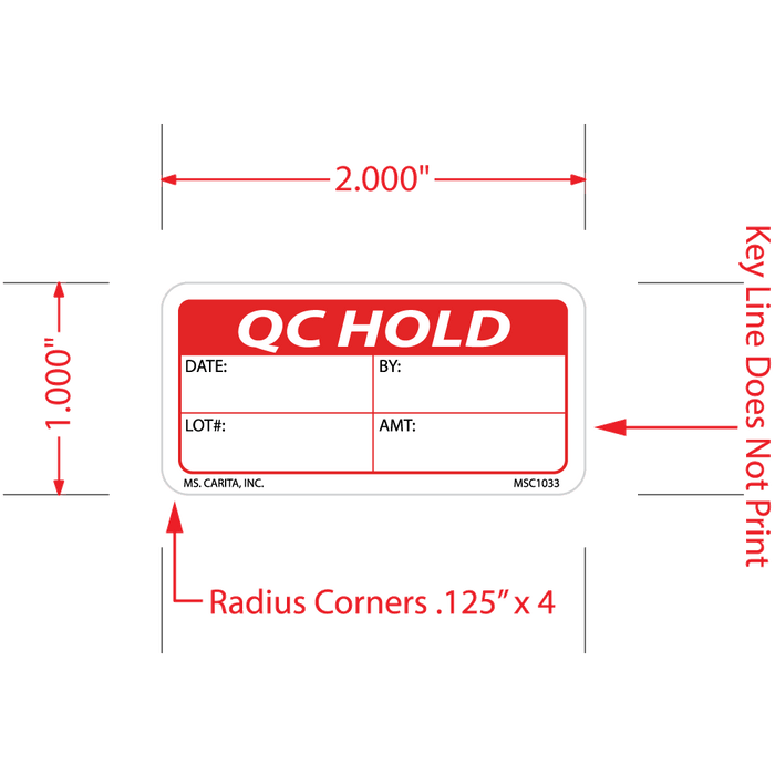 QC Hold Labels, 1 Inch x 2 Inch, 1000 per Roll