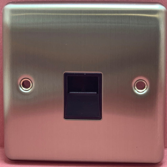 Quadrant Decor Tel Skt 2G Secondary Satin Chrome & Black Insert - QD-4391-SC-B