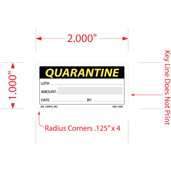 Quarantine Lot Labels - 1 Inch x 2 Inch, 1000 per Roll