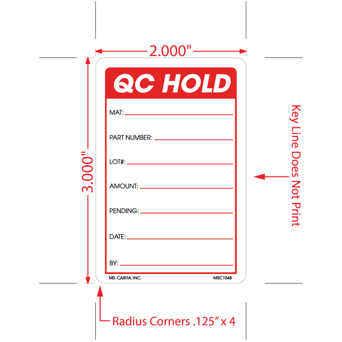 Red QC Hold Labels, 3 Inch x 2 Inch, 500 per Roll