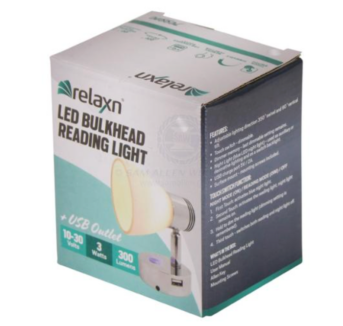 RELAXN LED - BULKHEAD READING LIGHT - DIMMABLE - USB CHARGER