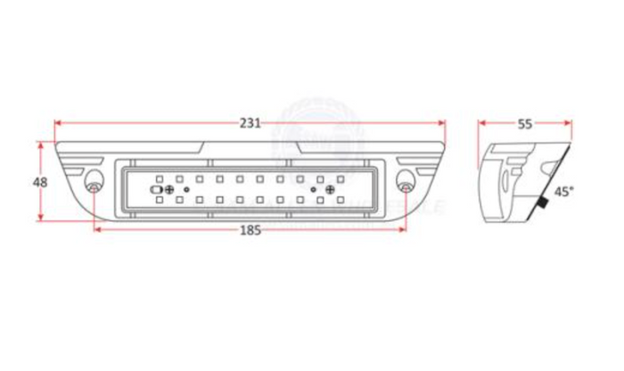 Relaxn light LED flood 231mm surface mount white/amber 9-32v 20W black