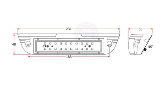 Relaxn light LED flood 231mm surface mount white/red 9-32v 20W white