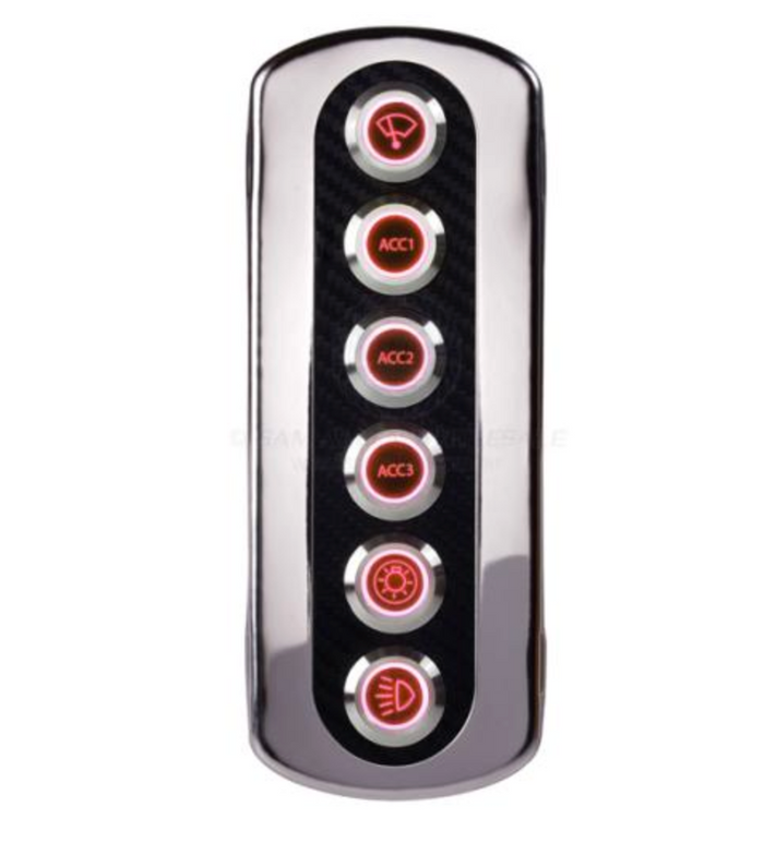 RELAXN PUSH BUTTON SWITCH PANELS - CARBON FIBRE VINYL WITH S/S BEZEL