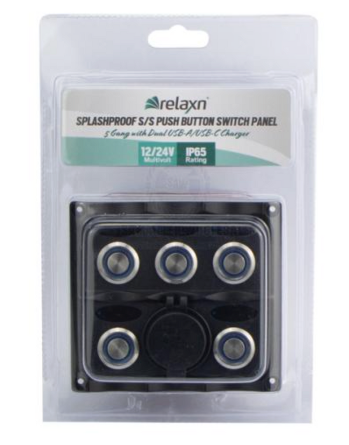 RELAXN SWITCH PANELS - SPLASHPROOF S/S PUSH BUTTON
