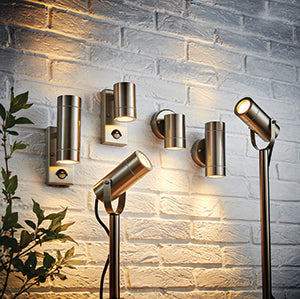 Saxby (13802) Palin 2lt IP44 7W Brushed Stainless Steel Wall lights