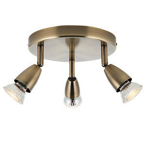 Saxby 60997 Amalfi 3lt round 35W Adjustable Spotlight - Antique brass