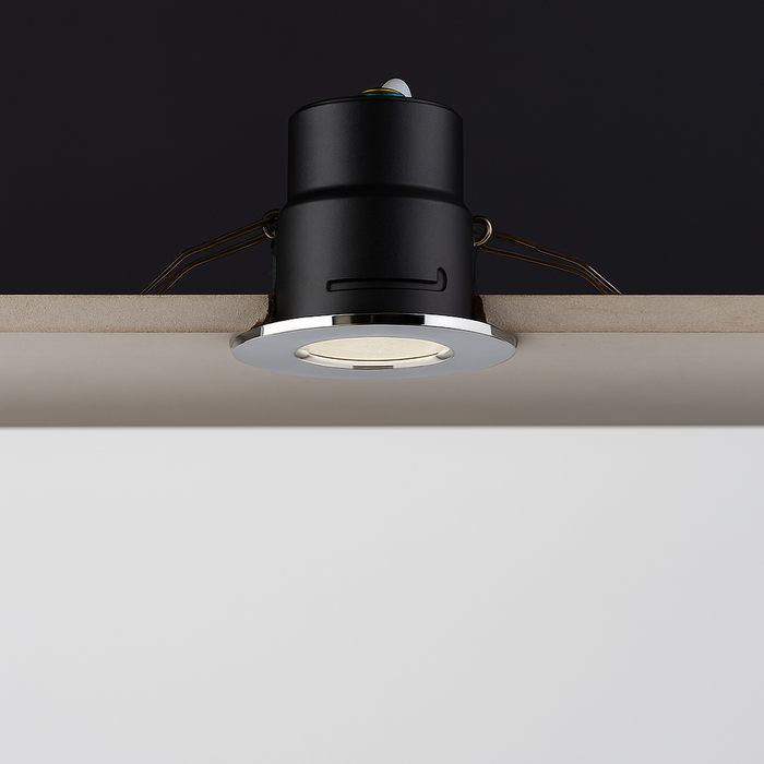 Saxby ShieldONE 50W Fire Rated Dimmable GU10 Downlight in Polished Chrome