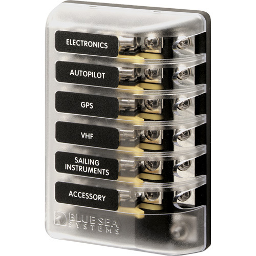 ST Glass 6 Circuit Fuse Block with Negative Bus and Cover