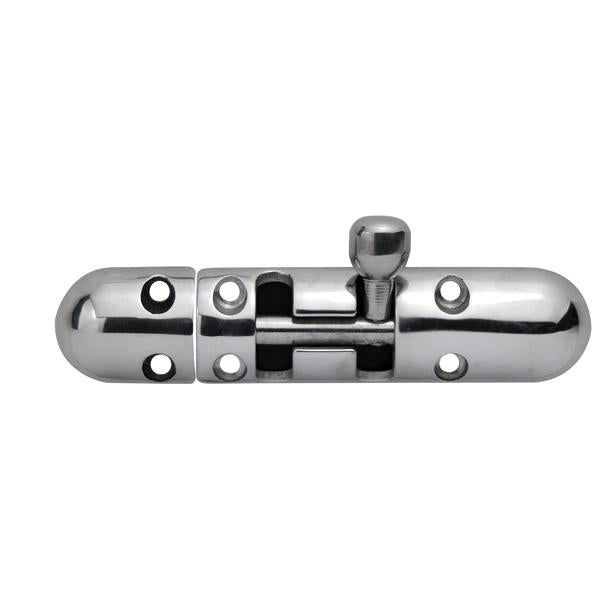 Stainless Steel Rounded Slim Barrel Bolt - Exposed Mount Holes