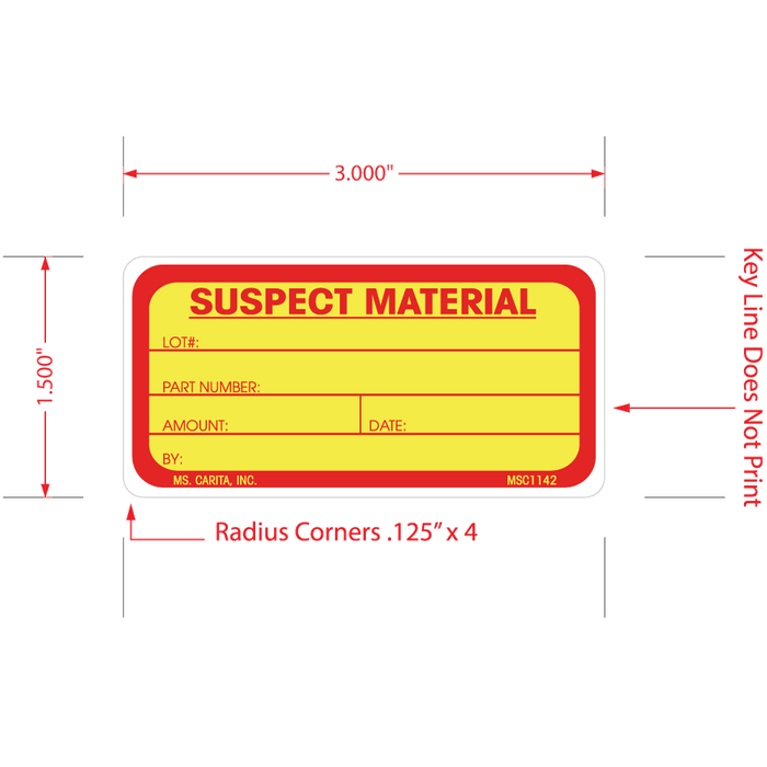 SUSPECT MATERIAL Label, 1.5 Inch x 3 Inch, 500 per Roll