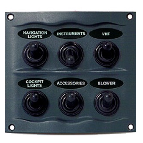 SWITCH PANEL 6 WAY FUSED 12-24V GREY