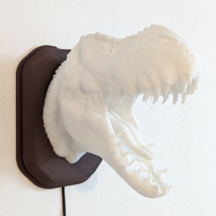 T-Rex Head Wall Trophy Lamp – 3D Printed LED Dinosaur Decor