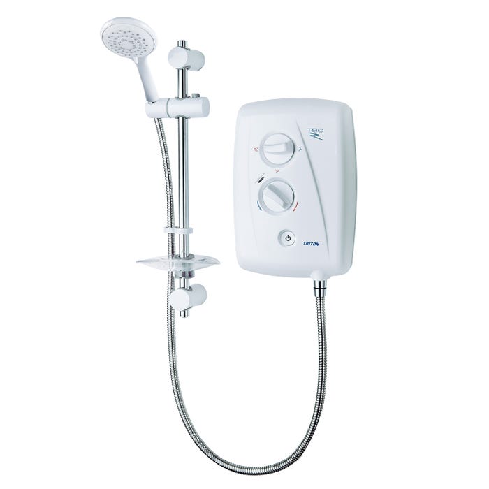 Triton SP8008Z T80Z 8.5kW Fast-Fit Electric Shower w/ 5 Spray Patterns in White & Chrome