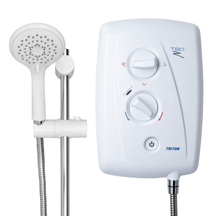 Triton SP8009Z T80Z 9.5kW Fast-Fit Electric Shower w/ 5 Spray Patterns in White & Chrome