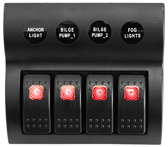 Viper 4 Gang Switch Panel With Circuit Breakers - Pre Wired - Bosuns Boat