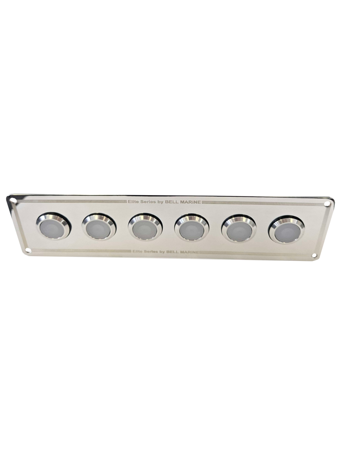 Viper 6 gang INLINE stainless steel switch panel with 20A backlit switches - Bosuns Boat