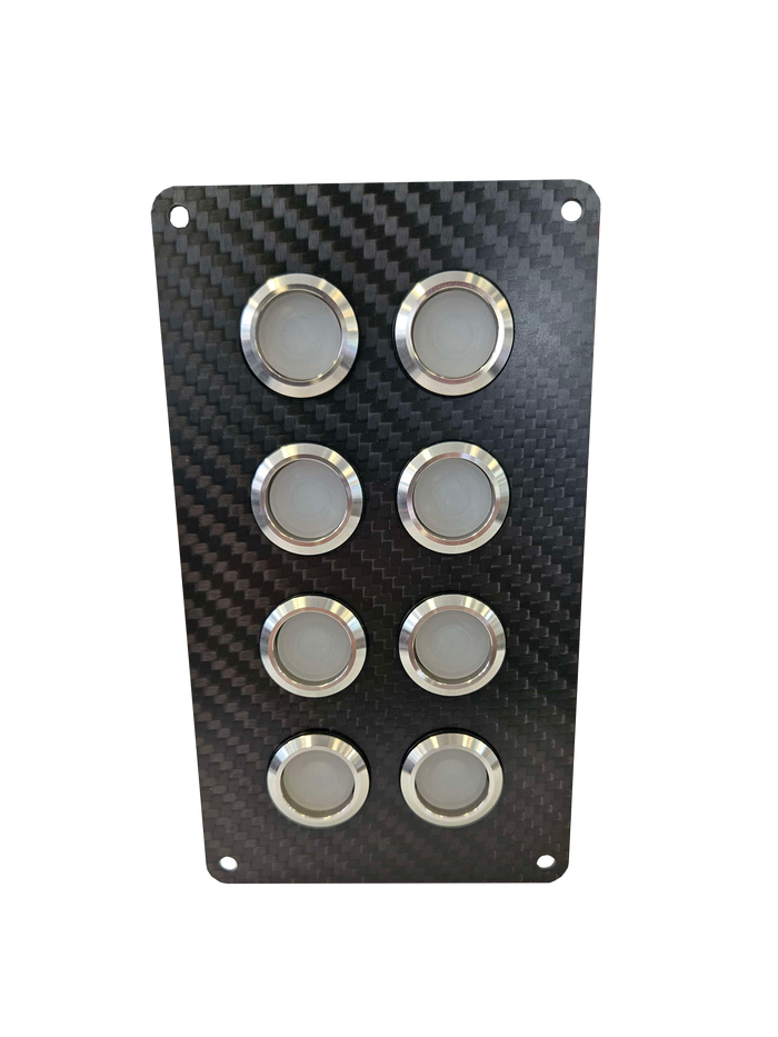 Viper 8 gang carbon fibre switch panel with 20A backlit switches - Bosuns Boat