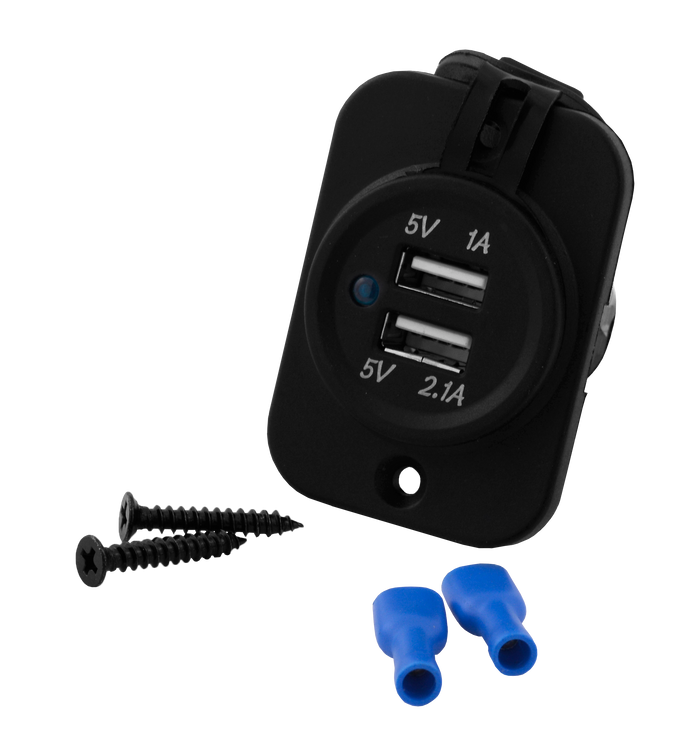 Viper Marine Dual USB Ports 12V Flush Mount Inc Cable and Fixing Hardware