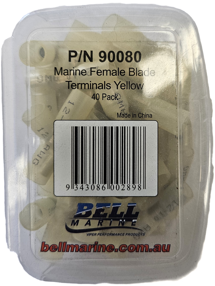 Viper Marine Glue Lined Female Blade Terminal Yellow - 6-8mm - 40 Pack
