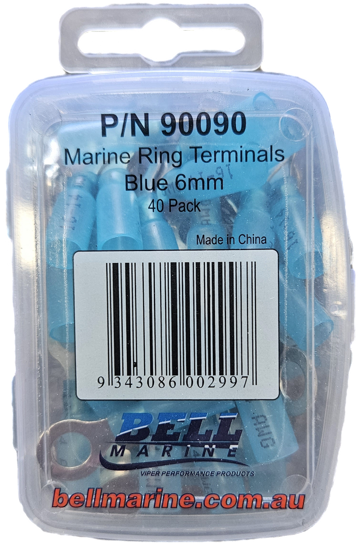 Viper Marine Glue Lined Ring Terminal Blue - 6mm - 40 Pack