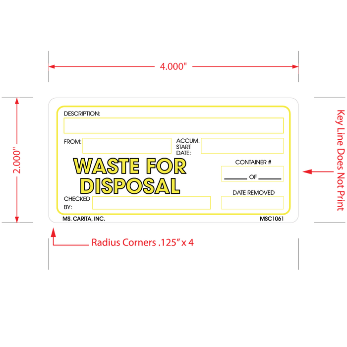 Waste for Disposal Labels, 2 Inch x 4 Inch, 500 per Roll