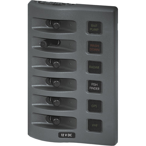 WeatherDeck 12V DC Waterproof Fuse Panel - Gray 6 Positions - Bosuns Boat